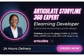 design interactive elearning course in articulate storyline 360, scorm, rise 360