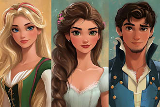 draw you a beautiful portrait in disney cartoon style