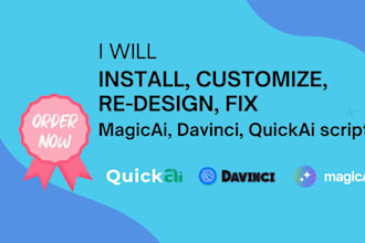 install, fix, customize davinci ai, magic ai, quick ai openai script