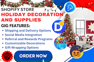 design shopify holiday decoration andsupplies deco dawnify spark mega gift store