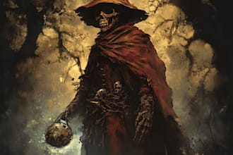 made a fantasy horror character and monster art for you