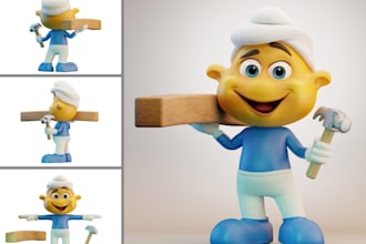scuplt custom character model 3d cute cartoon character design 3d game character