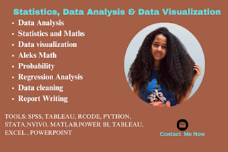 do statistics,maths,data analysis and visualization in spss,excel,r,python,stata