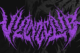 draw awesome logo death metal, black metal font