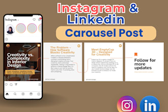 design modern instagram and linkedin carousel post in 1 day