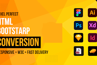 convert figma to html css, psd to html responsive bootstrap 5