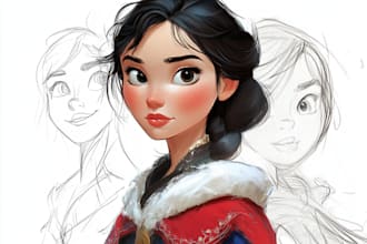 draw a fictional character in disney sketch or color style
