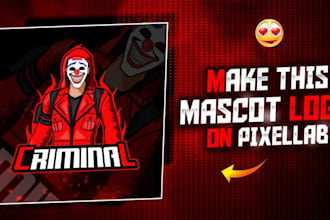 draw tiktok, gym, gaming, youtube, mascot logo for you