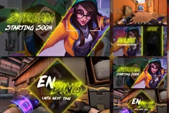 draw mascot logo kick stream overlay animated twitch overlay