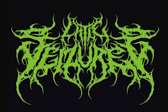 design a slamming death metal logo font with chrome