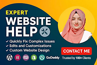 fix wordpress, shopify, divi, elementor pro, godaddy issues, expert website help