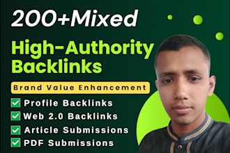 build 200 mixed white hat SEO contextual and foundation backlinks