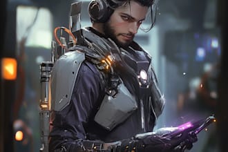 do a sci fi character and sci fi art