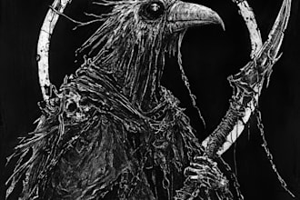create a horror art and dark art illustration for metal