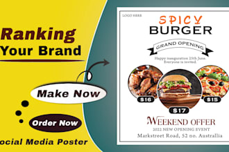 design restaurant menu, food posters for small business poster