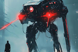 custom futuristic mecha robot character illustration art