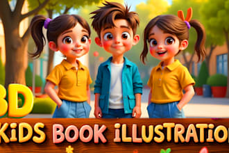 do 3d childrens book illustrations and children book cover