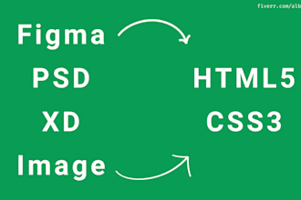 convert figma to html css, psd to HTML5, xd to HTML5, css3