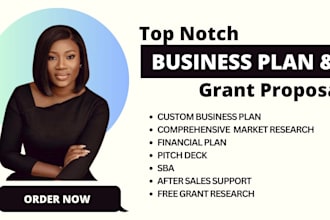 develop a complete business plan, grant proposal, pitch deck
