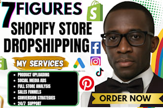 set up 7 figure shopify dropshipping store, copy, redesign shopify website