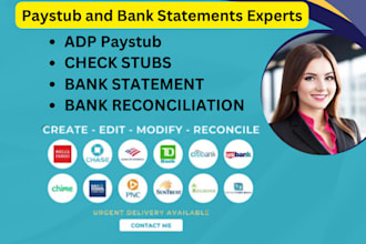 do paystubs, check stubs, w2, w3, w9 and bank reconciliation for you