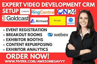 setup video development CRM goldcast ringcentral on24 airmeet zoom bizzabo webex