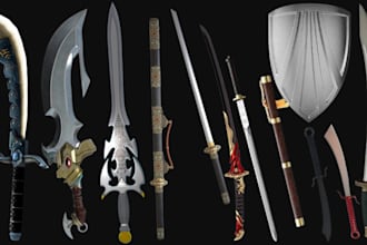 3d cosplay 3d sword design armor 3d props weapon dagger knife shield 3d printing