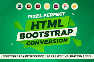convert figma to html, figma to react, psd to html, xd to html, bootstrap 5