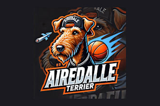 do unique airedale terrier mascot logo for you in just two day