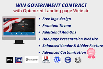 customize landing page website for government contract, healthcare and homecare