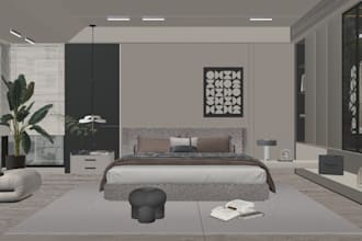 do custom 3d basement design for your gym, cozy room, lounge, 3d visualization