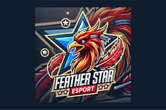 make unique feather star esport mascot logo in just 24 hours