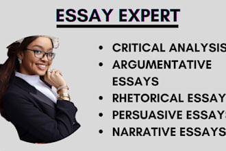do critical analysis, argumentative, rhetorical, persuasive and narrative essays