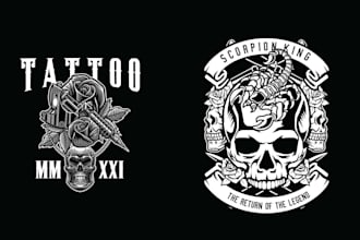 design vintage skull tattoo logo for your