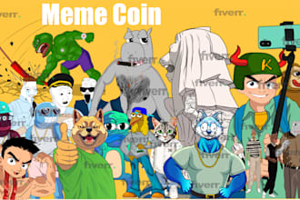 draw funny meme coin art for your social media and website