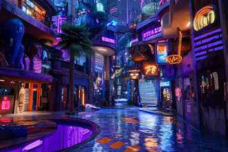 design cyberpunk futuristic city landscape or sci fi concept