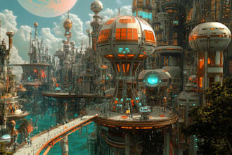 make a sci fi and science fiction futuristic city art