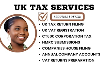 handle UK tax return filing, UK vat registration, ct600 corporation tax to hmrc