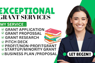 write grant application research pitch deck grant proposal business plan