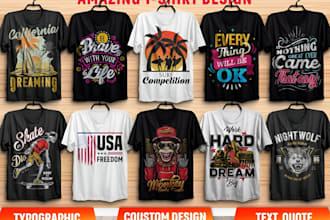 create custom t shirt, typography t shirt and streetwear t shirt design