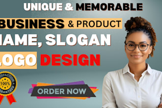 create business name, product name, slogan in 6hours logo design