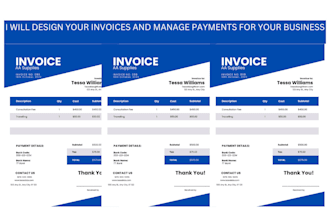 design your invoices and manage payments for your business