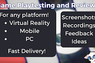 test and review your game for PC, mobile or VR