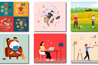 draw custom 2d flat illustrations or modern flat vector illustrations for you