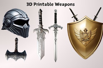sculpt 3d sword 3d weapon 3d armor weapon helmet, cosplay sword for 3d printing