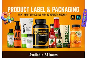 redesign, edit or resize your product label design  packging in 24