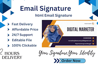 design clickable HTML email signature for outlook, gmail, etc