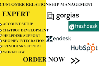 setup gorgias zendesk freshsales hubspot CRM chatbot helpdesk customer support