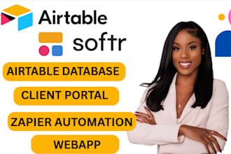 build airtable database, airtable automation, softr webapp, zapier automation