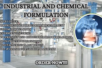 develop industrial and chemical formulation of any product